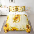 thumbnail image 2 of jejeloiu Blossoming Sunflower Flowers Bedding Comforter Set 7 Pieces,Country Flower Print Full Bedding Set,First Letter J Fitted Sheet Flat Sheet For Girls,Super Cozy Room Decor Reversible, 2 of 8