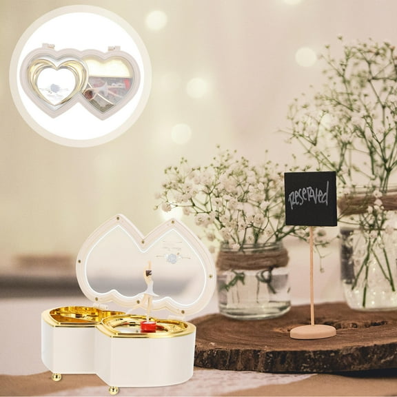 LOLIPPYY 1Pc Heart Shaped Rotating Ballerina Music Box with Melody for Jewelry Storage and
