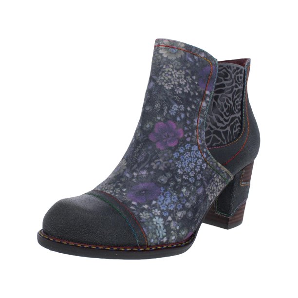 L'Artiste by Spring Step Womens Melvina Leather Floral Ankle Boots