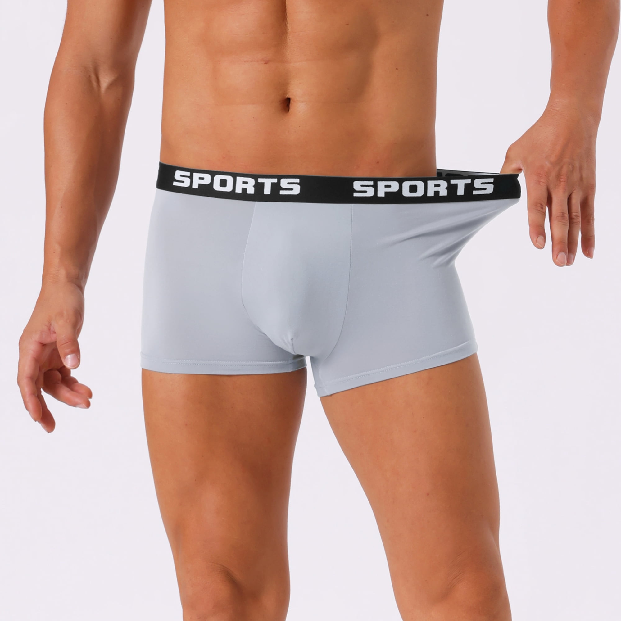 DARING DIVA Men's Lightweight Short Leg Stretch Boxer Briefs 28 Light Gray