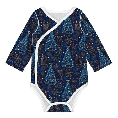

Gaeub Shining Christmas Tree Unisex Babies Long-Sleeve Bodysuit 100% Organic Cotton-6 Months