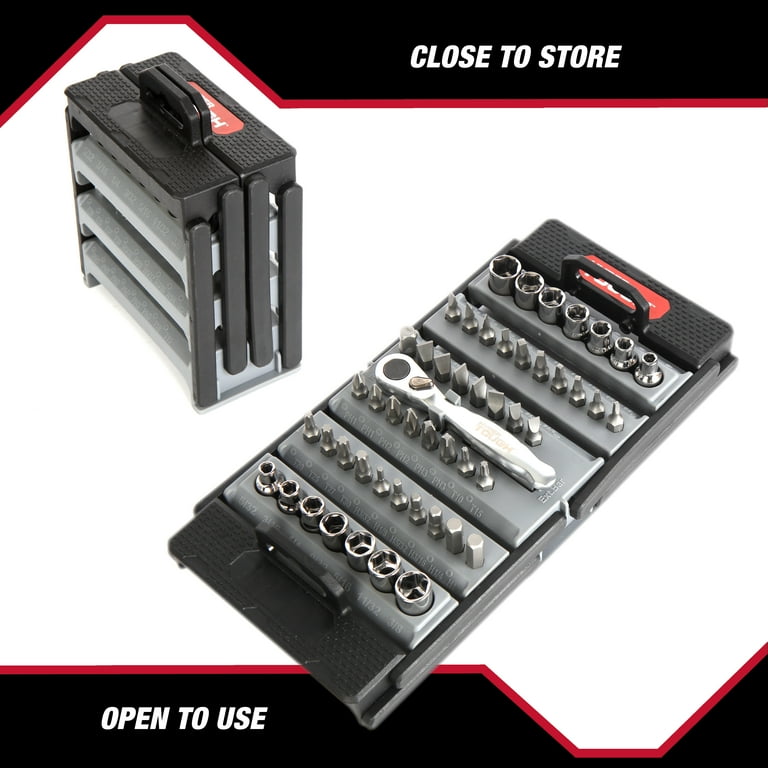 Hyper Tough 53-Piece Socket and Bit Set with Mini Ratchet, Model