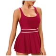thumbnail image 2 of Riforla Maillots de Bain pour Femmes Robe de Bain Fendue Dos Nu Triangle Maillot de Bain de Plage avec Blocs de Couleur Maillot de Bain pour Femmes Rouge P, 2 of 4