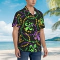 thumbnail image 3 of Fuzoiu Mardi Gras6 Print Hawaiian Shirt for Men, Summer Beach Casual Short Sleeve Button Down Shirts, Men’s Beach Summer Shirts with Pocket,Medium, 3 of 7