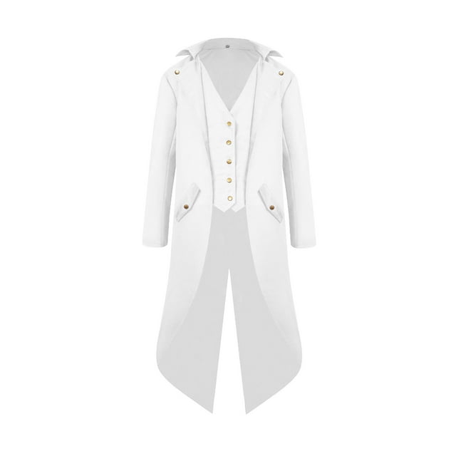 Veste Garçon Grand Enfants Garçons Queue-de-Pie Régence Veste Garçons Manteau Volant Veste pour Enfants (Couleur : Blanc, Taille : 17-18 Ans)
