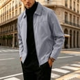 thumbnail image 4 of MXUIKV Men's Casual Jacket Regular Fitted Zip up Lapel Collar Solid Color Work Outerwear with Pockets(XX-Large,Gray), 4 of 6