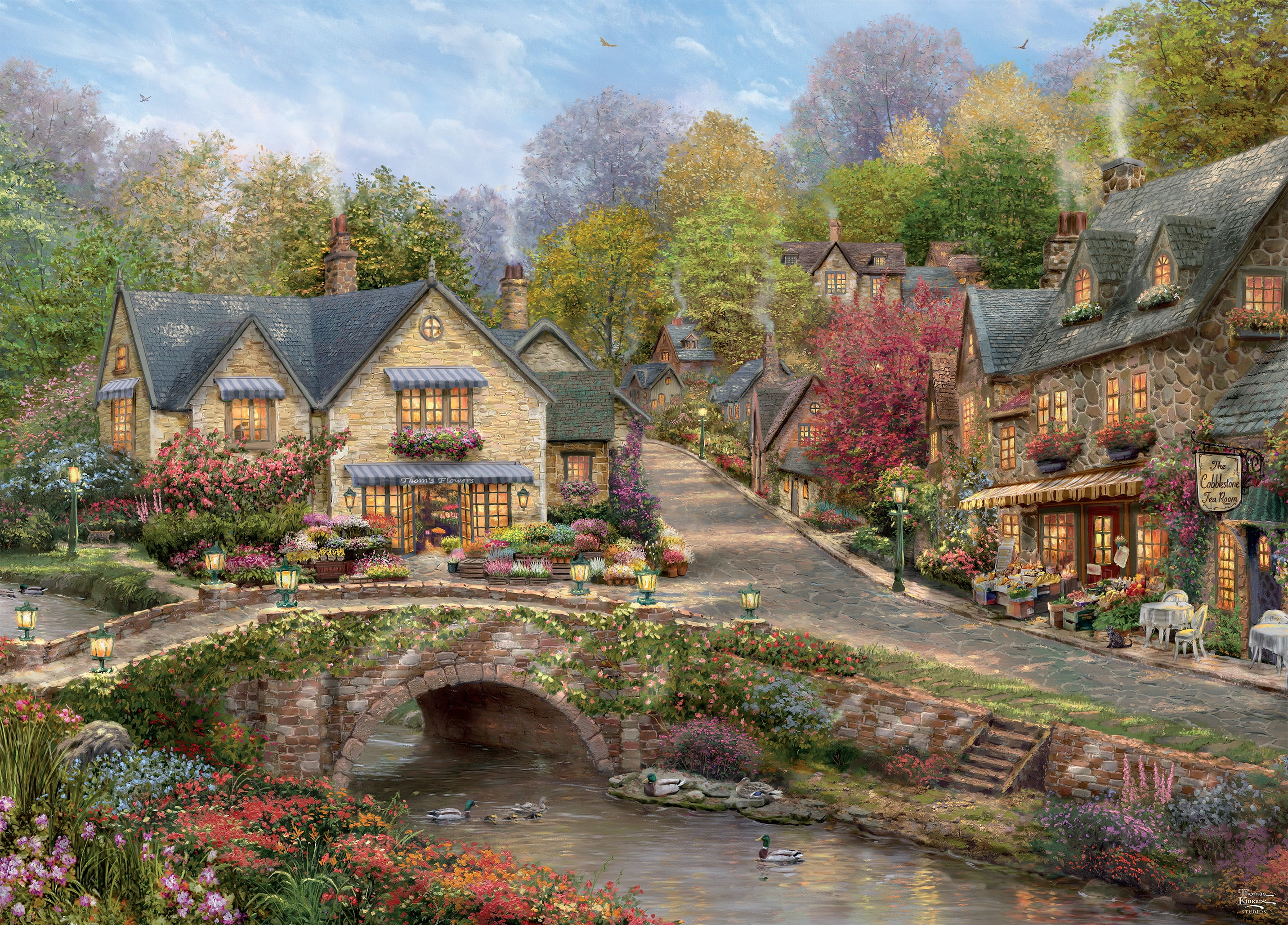 Ceaco Summer In Cobblestone Village 1000-Piece Interlocking Jigsaw Puzzle