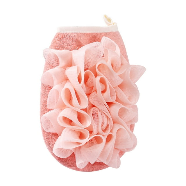 Double-sided Dual-use Towel Reusable Bath Gloves Shower Exfoliating Remover Body Bathroom Rubbing Bathing Accessory Pink