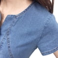 thumbnail image 5 of Women Denim Shirt Dresses Short Sleeve Distressed Jean Dress Casual Tunic Top, 5 of 6