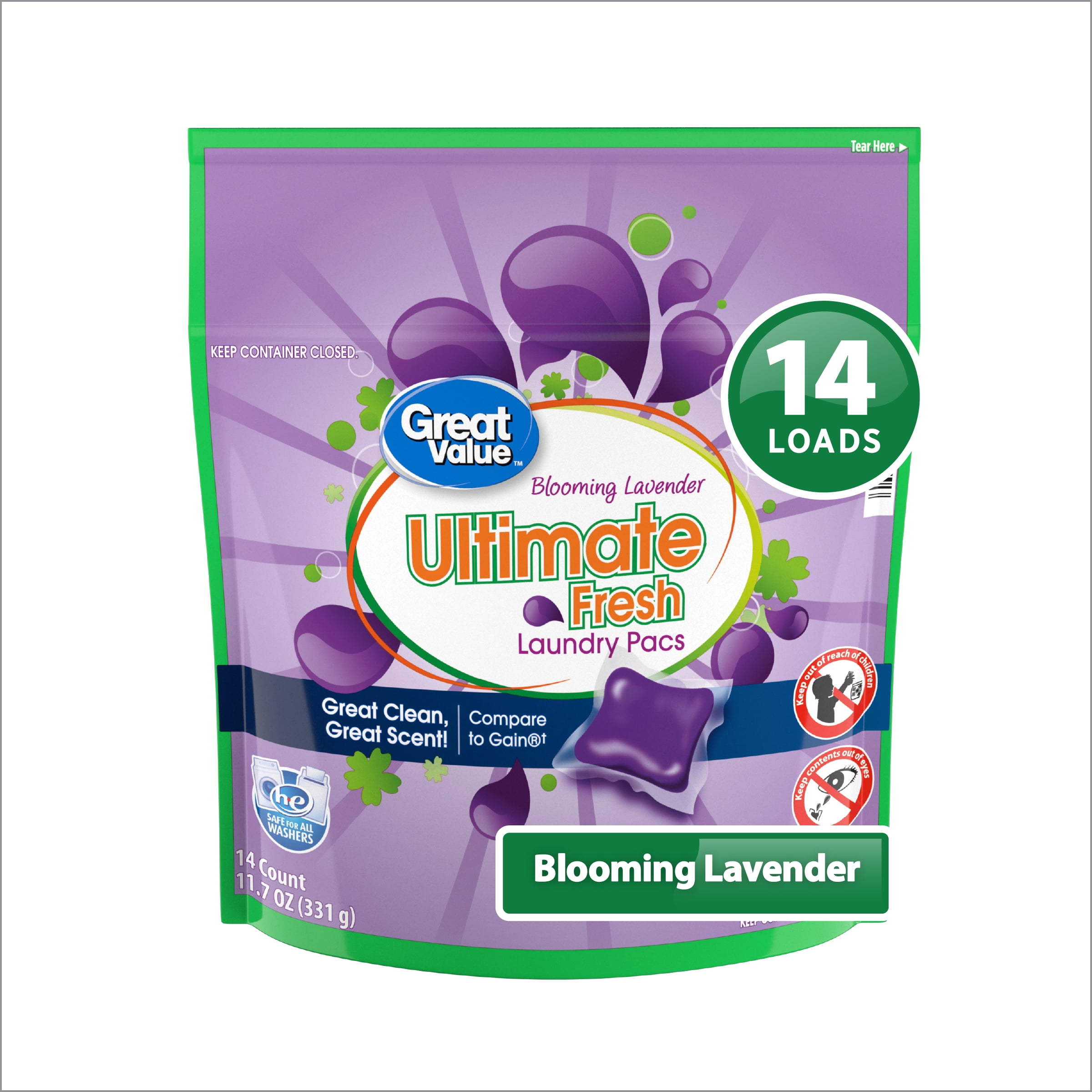 Great Value Blooming Lavender, 14 Pacs, Ultimate Fresh Laundry