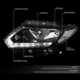 thumbnail image 4 of DNA Motoring For 2014-2016 Nissan Rogue Black Clear LED DRL Headlight Lamps Pair, 4 of 6