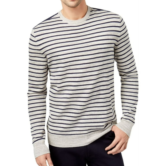 Club Room Mens Low Tide Striped Pullover Sweater, Grey, XX-Large