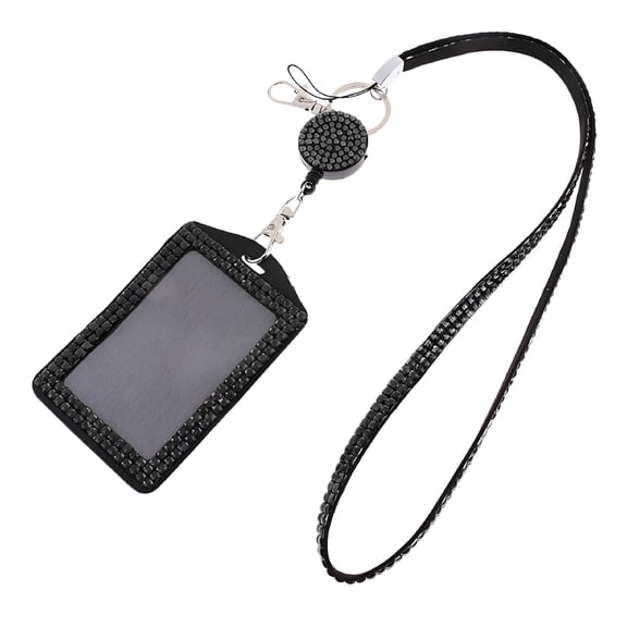 GJX Portable Black Lanyard with Retractable Reel Holders