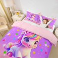 thumbnail image 3 of Erosebridal Colorful Kawaii Unicorn Twin Bedding For Girls,Watercolor Stars Print Kids Duvet Cover Set,Reversible Pink 2-Piece,No Comforter, 3 of 6