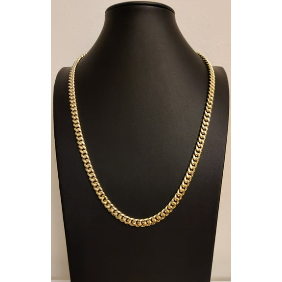 14k Real Gold Miami Cuban Link Chain Necklace 6.8mm 24 Inches Real 14K Yellow Gold,Man Gold Chain,Ladies Gold Chain, 14k Gold Chain