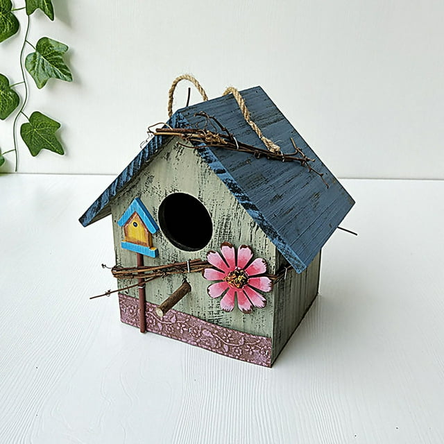 Wooden Bird Feeder Courtyard Villa Balcony Hanging Rainproof Bird Feeder