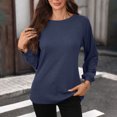 thumbnail image 6 of Setooff Waffle Knit Long Sleeve Blouses for Women, Round Neck Eyelet Raglan Shirts, Solid Loose Plus Size Casual Fall Tops for Women, 6 of 9