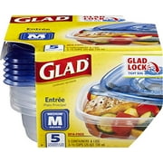 Glad Medium Square Food Storage Containers for Everyday Use | Medium Square Food Storage Containers Hold up to 25 Ounces of Food (25 Oz) |5 Count, Standard Food Containers