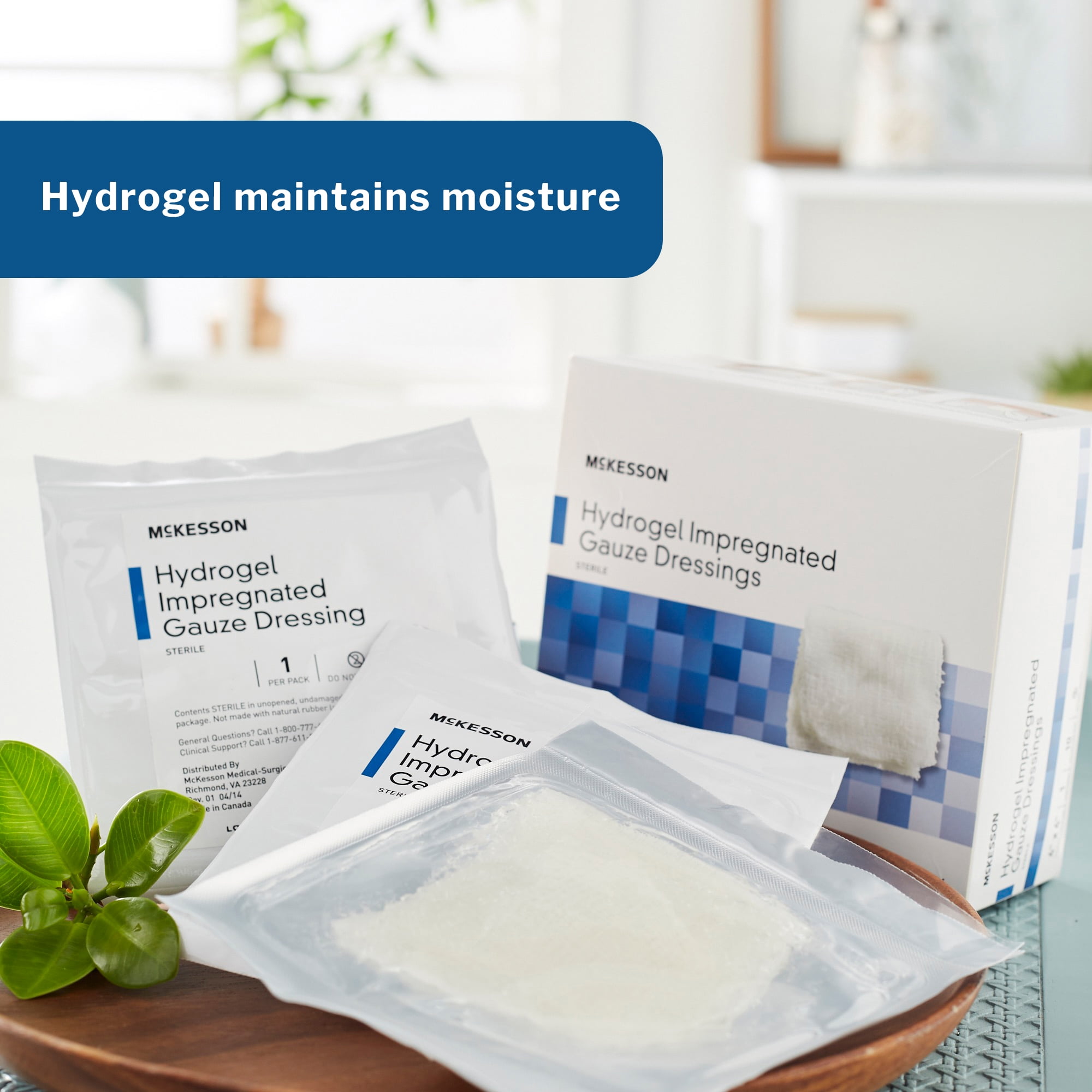 McKesson Hydrogel Impregnated Gauze Dressing - Sterile Bandage, 4 in x 4 in, 10 Count, 1 Pack
