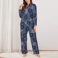 thumbnail image 2 of KLL Sunflowers Print Women's Long Sleeve Pajamas with Pants Sleepwear Loungewear 2 Set-Medium, 2 of 7