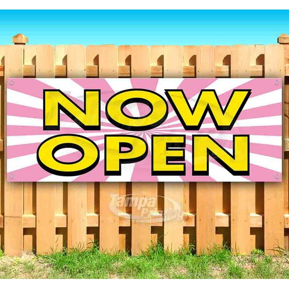 Now Open 13 oz Vinyl Banner With Metal Grommets