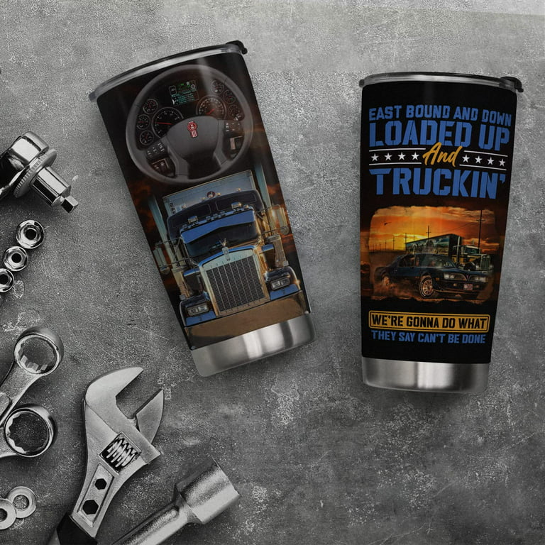 Qatdey Truck Driver Gifts for Men, Cool 20oz, blue-trucker