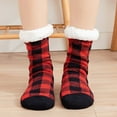 thumbnail image 5 of Lroveb Fuzzy Socks for Women Ladies Warm Plaid Print Floor Socks Plush Coral Fleece Socks, 5 of 7