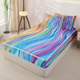 thumbnail image 2 of Castle Fairy Thin Line Rainbow Wave Stripes Zipper Full Size Comforter Sets with Fitted Sheet and 2 Pillowcases,Smooth Curved Multitone Abstract Tile Zipper Bedding Set,Reversible,4pcs, 2 of 6