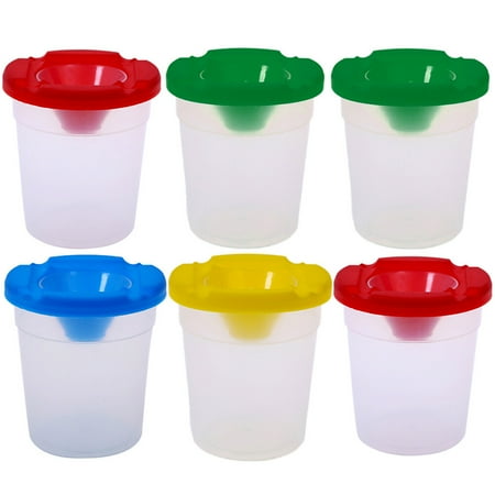 

TOYMYTOY 6pcs Transparent Paint Cups Plastic Leakproof Spill-Proof Washing Paint Pen Cups with Lids Painting Accessory for Students (Random Color)