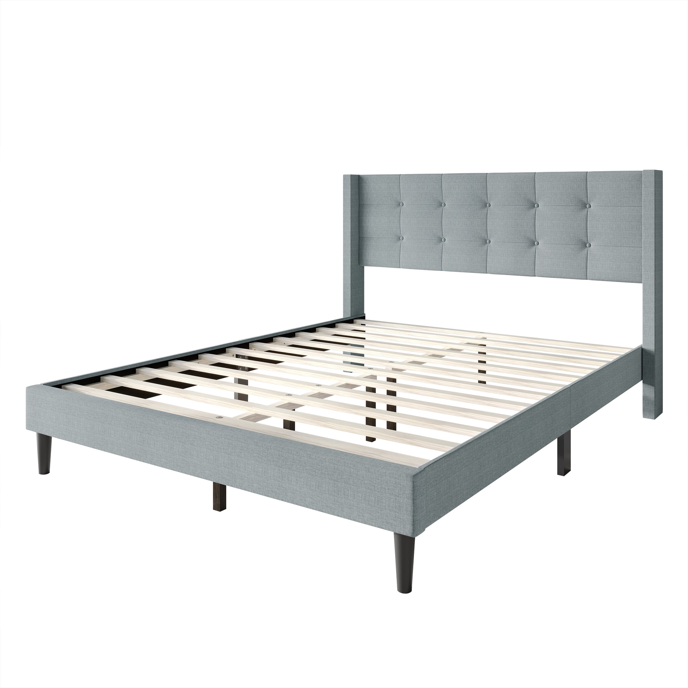 Castle Place Elegance Wingback King Platform Bed, Light Blue