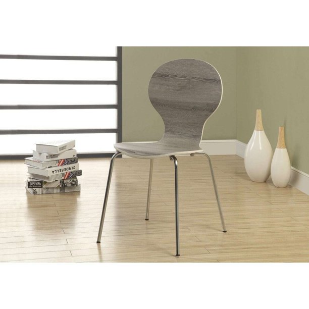 Dining Chair - 4Pcs / 34"H / Dark Taupe With Chrome Metal - Walmart.com