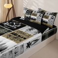 thumbnail image 2 of Manfei Jungle Deer Bear Zipper Full Size Comforter Sets with Fitted Sheet and 2 Pillowcases,Adventure Patchwork Zipper Bedding Set,Olive Beige,Reversible, 2 of 7