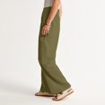 thumbnail image 2 of HLSOHJP Women's High Waisted Pants Linen Casual Pants Long Palazzo Wide Leg Soft Comfy Beach Summer Trousers, 2 of 4