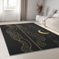 thumbnail image 2 of Washable Rug 6x9 ft Area Rug Gold line Cloud Moon Living Room Rug, Non Slip Machine Washble Rug Soft Low Pile Bedroom Rug Lightweight Rug Carpet for Home Dinning Room, 2 of 7