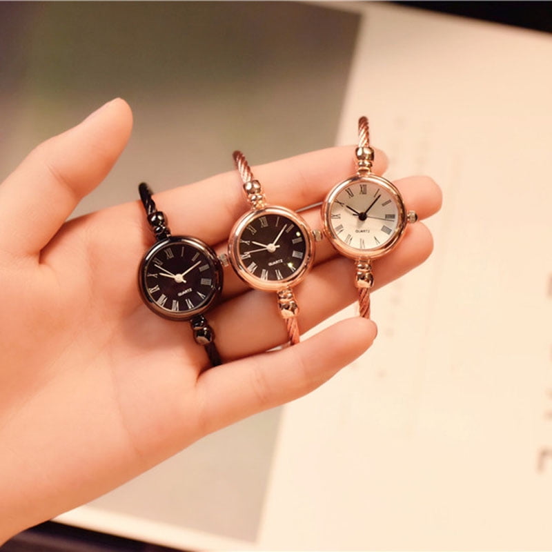 CAROOTU 1 Pcs Women Lady Girl Student Wrist Quartz Watch Mini Round Alloy Vintage Gift