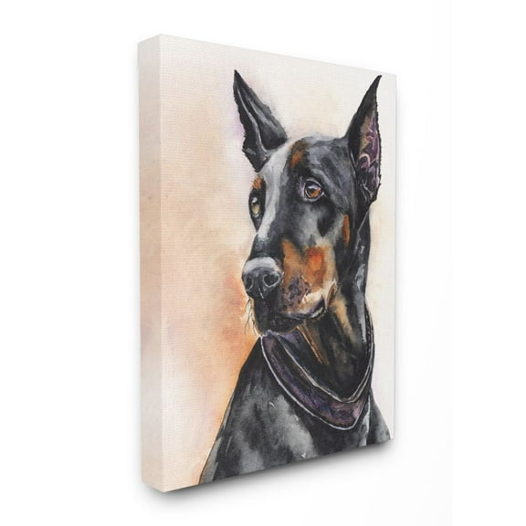 Stupell Industries Doberman Dog Pet Animal Watercolor Painting Canvas Wall Art by George Dyachenko