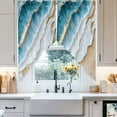 thumbnail image 4 of Abstract Waves Swag Valances for Windows 2 Pack Gold Beach Blue Ocean Oil Painting Style Swag Kitchen Curtains 36 Inches Long Rod Pocket Short Window Treatment for Kitchen Bathroom 28"x36", 4 of 8