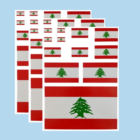 Ruoming Ruoming 3 PCS National Flag Stickers, Multiple Sizes, Self-Adhesive Decals for Cars, Phones, Bags(Lebanon)