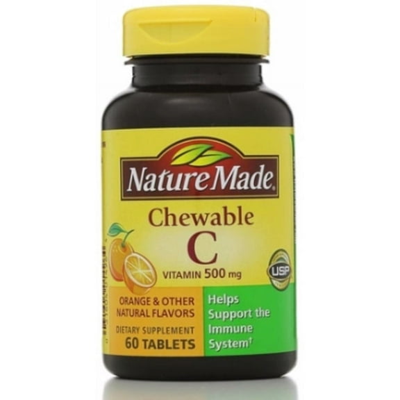 Nature Made Vitamin C 500 mg Chewable Tablets, Orange 60 ea (Pack of 6)