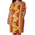 thumbnail image 3 of Vestido holgado con bolsillos y estampado de perritos calientes, ideal para bodas, fiestas y verano, 2025, 3 of 7