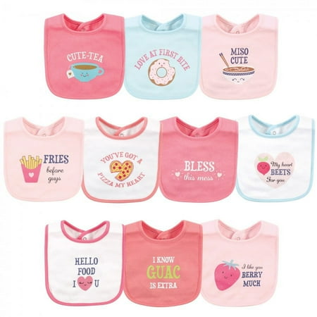 UPC: 0660168588996 | Hudson Baby Infant Girl Cotton Bibs  Food Puns Girl  One Size
