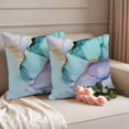 thumbnail image 3 of Pack of 2 Outdoor Pillow Covers 16x16 Inch Waterproof Teal Purple Marble Throw Pillow Covers,Decorative Couch Pillow Shams Protectors Modern Abstract Luxury Ink Painting Patio Cushion Pillowcases, 3 of 8