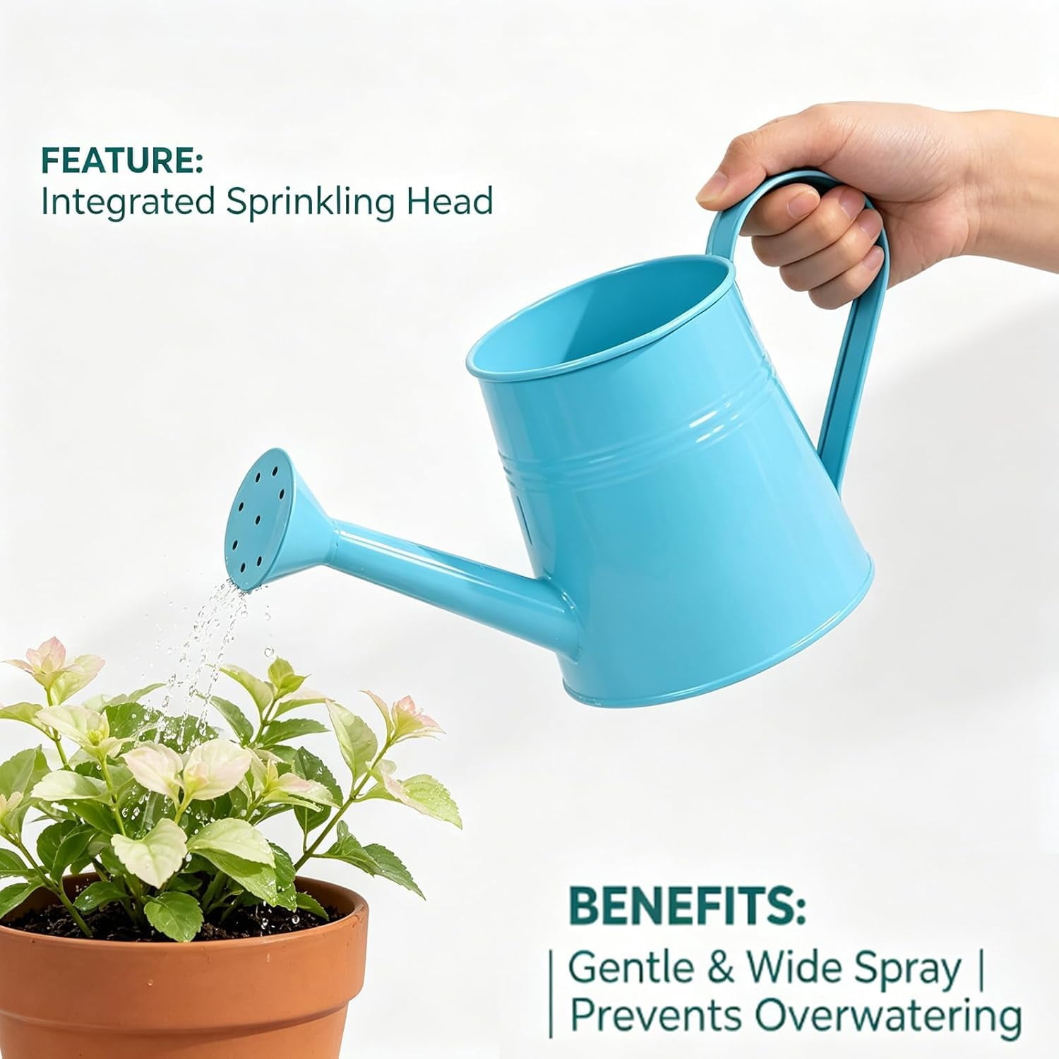 Watering Can Gardening Tool Accessories, Sprinkling Can 1L Metal Flower Garden Watering Can for Outdoor Indoor Plants Lawn Garden