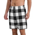 thumbnail image 2 of Disketp Men'S Swim Trunks Hawaiian Breathable Surf Beach Swimsuits Mesh Lining Beach Shorts With Pockets-White And Black Plaid Pattern, 2 of 9