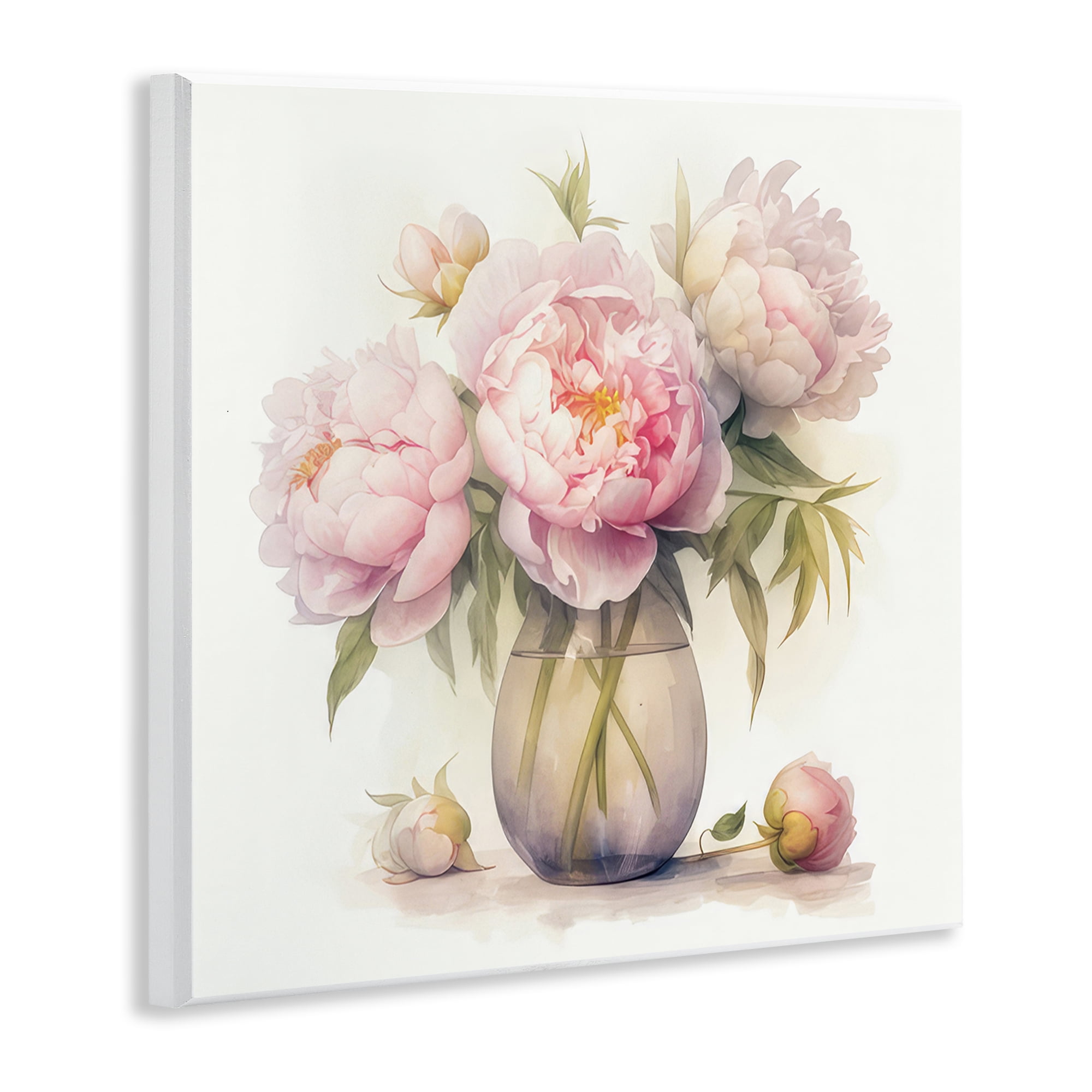 Stupell Industries Charming Pink Peonies Plants & Flowers Painting Unframed Art Print Wall Art, 12 x 12