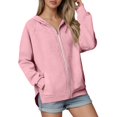 thumbnail image 4 of DHFJKG Hoodies For Women Solid Color Casual Long Sleeve Hooded Zipper Jacket Raglan Sleeve Lightweight Outwear Spring Stylish Outerwear, 4 of 5