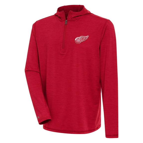 Men's Antigua  Heather Red Detroit Red Wings Tidy Quarter-Zip Pullover Hoodie