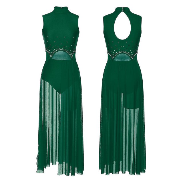 Vestido de baile lírico contemporáneo para mujer, tutú de Ballet de malla transparente brillante, vestido de leotardo de gimnasia, disfraz de salón actuación en escenario