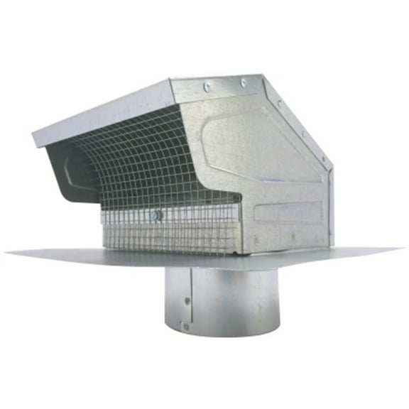 Builder's Best 4-Inch Galvanized Mill Finish Roof Cap, Flush with Flapper Screen