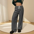 thumbnail image 4 of Diufon Wide Leg Pants for Women Fall Fashion Drawstring Sweatpants Casual Soft Jogger Trousers with Pockets, 4 of 10
